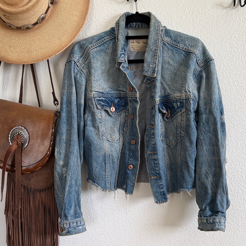 FREE PEOPLE Cropped Denim Jacket